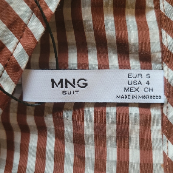 NWT Mango Gingham Puff Sleeve Blouse - Picture 15 of 16